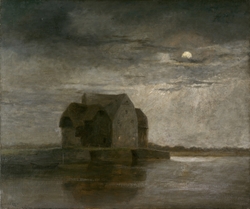 Moonlight Scene with a Mill at the Edge of a River