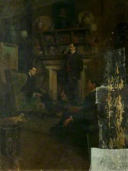 Interior with Three Men round a Fire