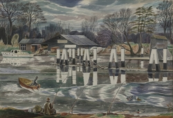View of Molesey Weir looking across to Ash Island