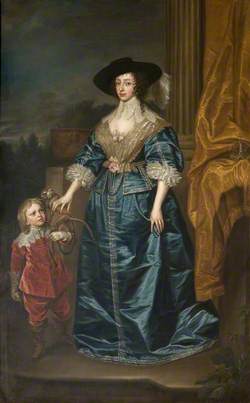 Henrietta Maria (1609–1669), with the Dwarf, Geoffrey Hudson