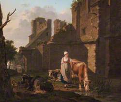 Landscape with a Milkmaid and Cattle by a Pool