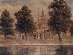 Carshalton Church, Surrey, across the Ponds