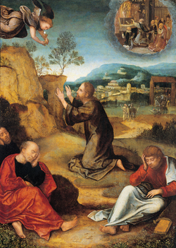 Christ in the Garden of Gethsemane with the Mass of Saint Gregory