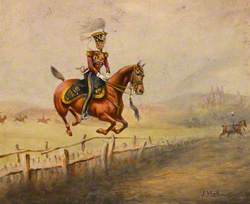 A Mounted Officer of the 13th Regiment of (Light) Dragoons Jumping a Fence, c.1835