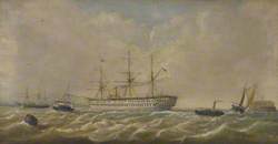 HM Troopship ‘Crocodile’, in the Spithead Channel