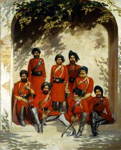 Indian Army Officers and Non-Commissioned Officers, 2nd Regiment of Cavalry, Punjab Frontier Force, c.1863