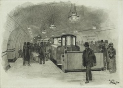 City and South London Tube Railway Original wash drawing