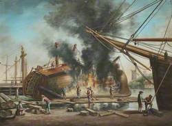 Burning Off a Ship, 1750