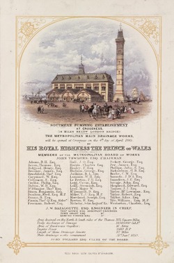 Invitation to the opening of Crossness Pumping Station, London, England, 1860-1865