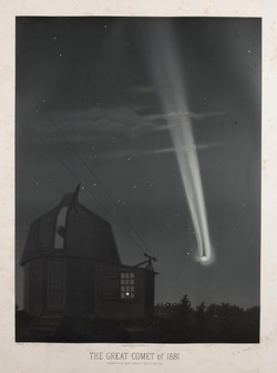Colour lithograph of the Great Comet of 1881