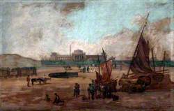 Southport Shore with Baths and Bridges, Lancashire, 1837