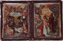 Icon with the Adoration of the Shepherds and the Baptism of Jesus