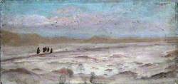 Desert Landscape with Figures and Distant Mountains