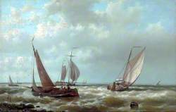 Ships in a Breeze off the Scheldt, Holland