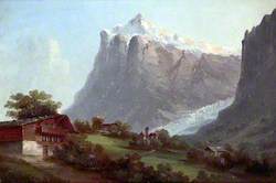 Swiss Mountain Scene, Chalet on the Left