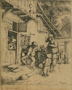 Man Playing a Pipe, outside an Inn