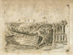 Rowning Broad and Palings, mills and boats in distance