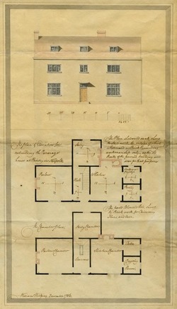 Plan and elevation for rebuilding the Parsonage House at Bintry