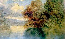 River Scene with Overhanging Trees