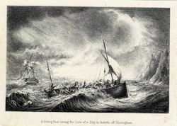 A fishing Boat rescuing the Crew of a Ship off Sheringham