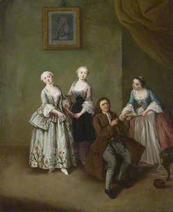 An Interior with Three Women and a Seated Man