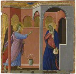 JESUS OPENS THE EYES OF A MAN BORN BLIND FROM MAESTA PAINTING BY DUCCIO REPRO 
