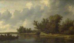 A River Landscape with Fishermen