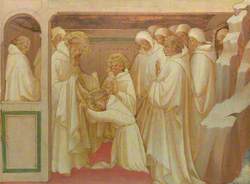 Saint Benedict admitting Saints Maurus and Placidus into the Benedictine Order: Predella Panel