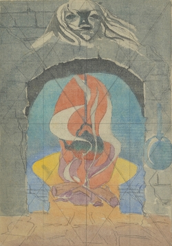 Fire and Kettle within a Fireplace