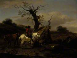 The Bird Trap: Encampment with a Figure on a White Horse