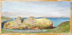 Coastal Scene with Ruined Building (Kinbane Castle?)