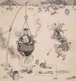 A Missionary being Boiled by Cannibals