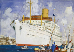 Ships in a Mediterranean Harbour, probably Algiers (1918)
