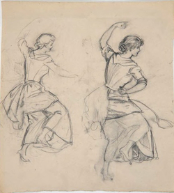 Two Studies of a Barefoot Woman Dancing
