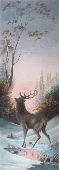 Stag in a Snowy Landscape