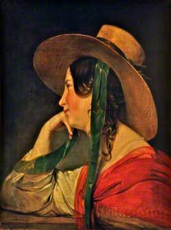 A Lady in a Large Straw Hat