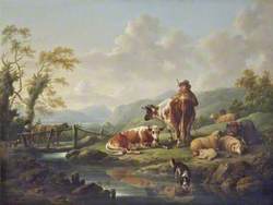 Landscape with Cattle by a Stream with a Drover