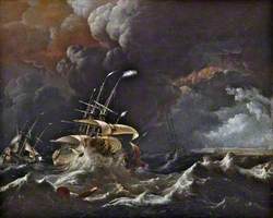 A Ship of a Dutch Vice-Admiral in a Storm