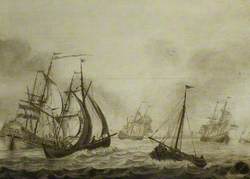 A Dutch Dogger with a Whaler and Other Vessels off a Dutch Port
