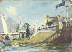 The Royal Yacht Squadron Club House, Cowes, at Regatta Time