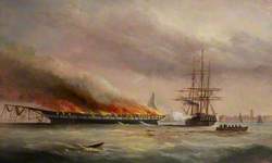 Burning of the Troopship 'Eastern Monarch' at Spithead, June 1859