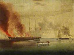 The Steamship 'Glasgow' on Fire off Nantucket 31 July 1865: Passengers and Crew Rescued by the 'Rosamund'