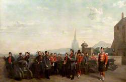 Group of the 79th beside the Mill Mount Battery, Edinburgh Castle, 1852
