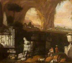 Classical Scene with a Sphinx and Ruined Monuments