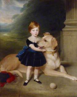 Thomas Wodehouse Legh (1857–1942), 2nd Baron Newton, as a Boy, with His Favourite Mastiff, 'Lady'