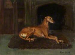 'Speed', a Deerhound on a Hearth