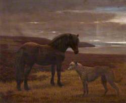 'Grouse' and 'Gyp', a Pony and Dog Standing by the Sea