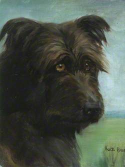 'Rita': Study of the Head of a Terrier in a Landscape