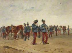 French Cavalry Standing by their Mounts