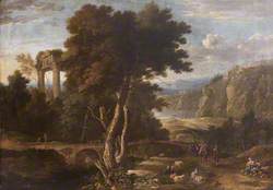 Classical Landscape with Travellers and a River